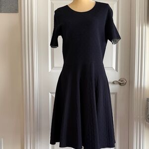 Akris Punto Navy Short Sleeve knitted A-line Dress